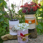DIY shabby chic flower vases