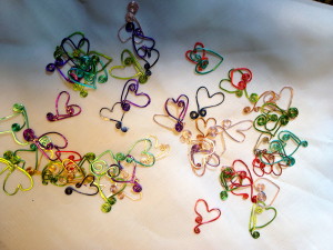 color wire bent into hearts