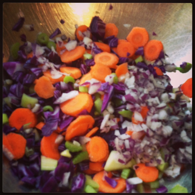 chopped veggies for gd meg's tempeh salad