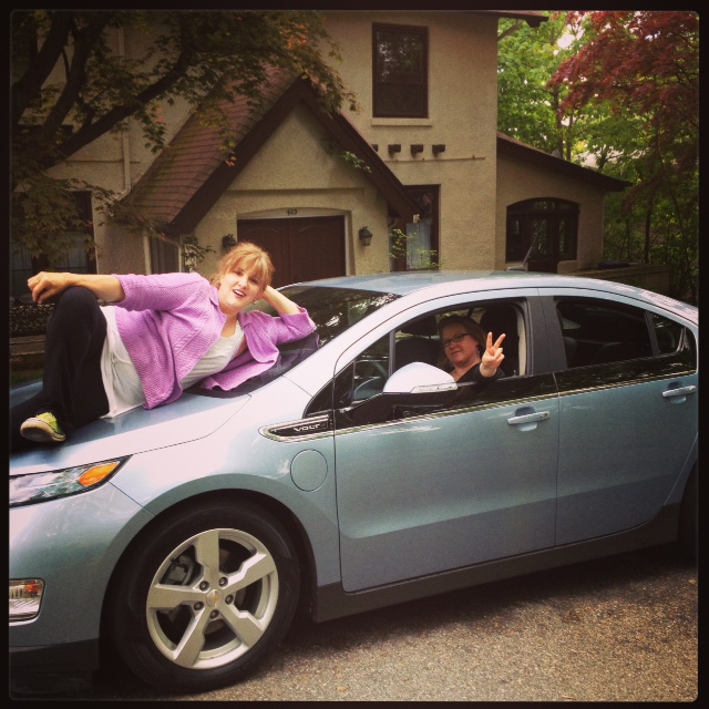 Green Divas playing with Chevy Volt
