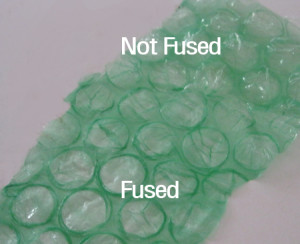 fused bubble wrap to make colorful beads
