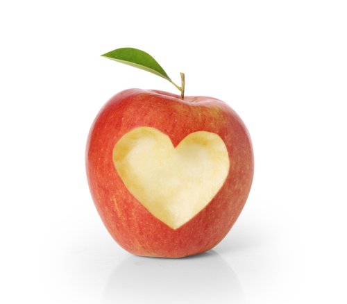 apple with heart carved out