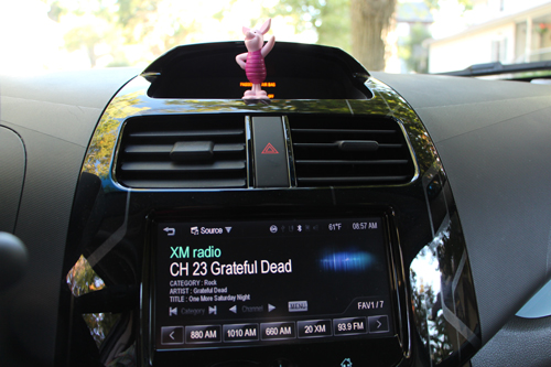 Piglet in the Chevy Spark EV