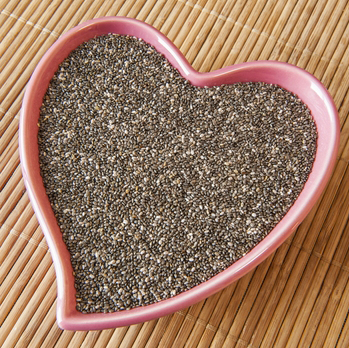 chia seeds in heart bowl