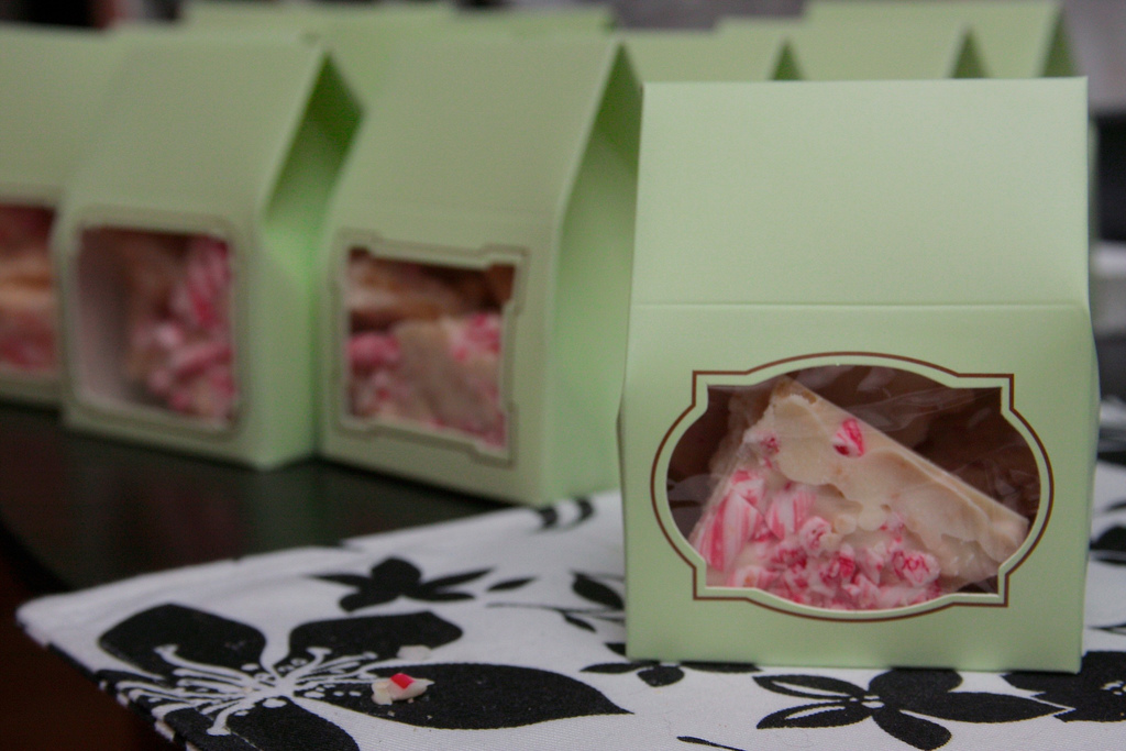 Peppermint chocolate bark gift boxes