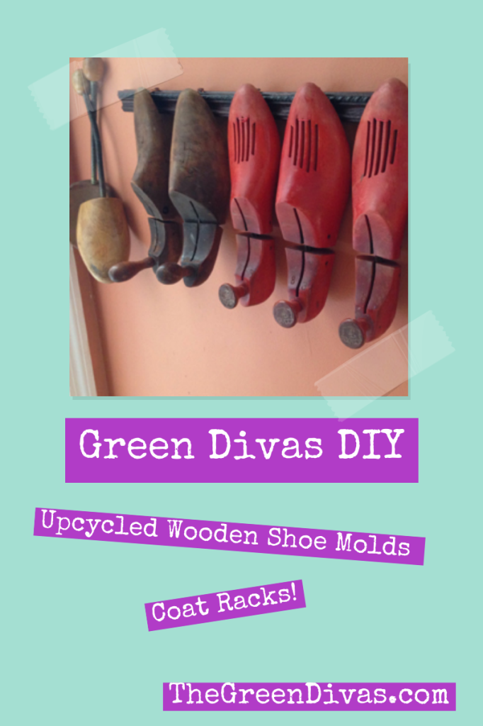 Green Divas DIY up cycled wooden shoe molds coat rack 