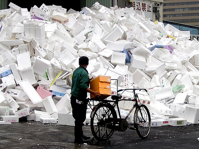 styrofoam garbage pile