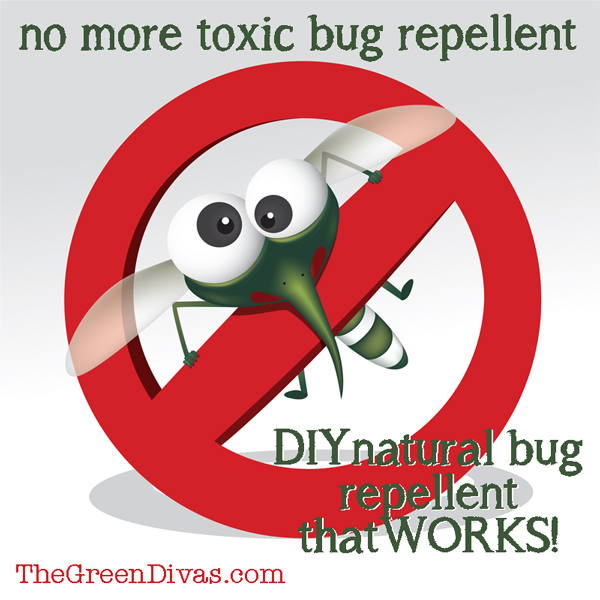 DIY non-toxic bug repellent image on the green divas