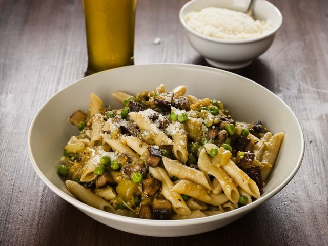 Eggplant-Portobello-Pasta-paired-with-American-Wheat-Ale-from-The-Ultimate-Beer-Lovers-Happy-Hour-by-John-Schlimm-Photo-b1