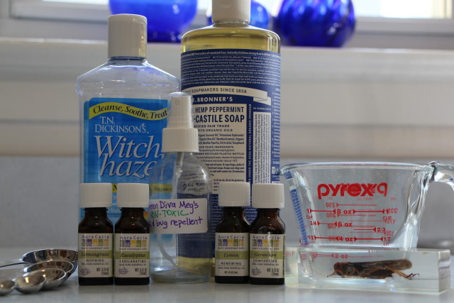 ingredients for green diva meg's DIY natural bug repellent spray recipe 